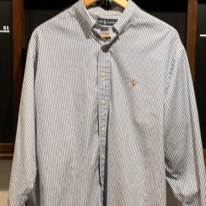 Ralph Lauren Blue and White Casual Button Down Shirt